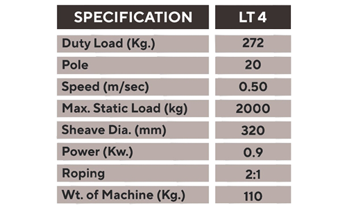Upper Traction Elevator Unit Table